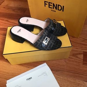 Fendi print sandals with chunky heel